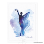 Print of a hand-painted watercolor of a ballerina in lilac colors, part of the "Ballerinas" series by Schoenewald.art