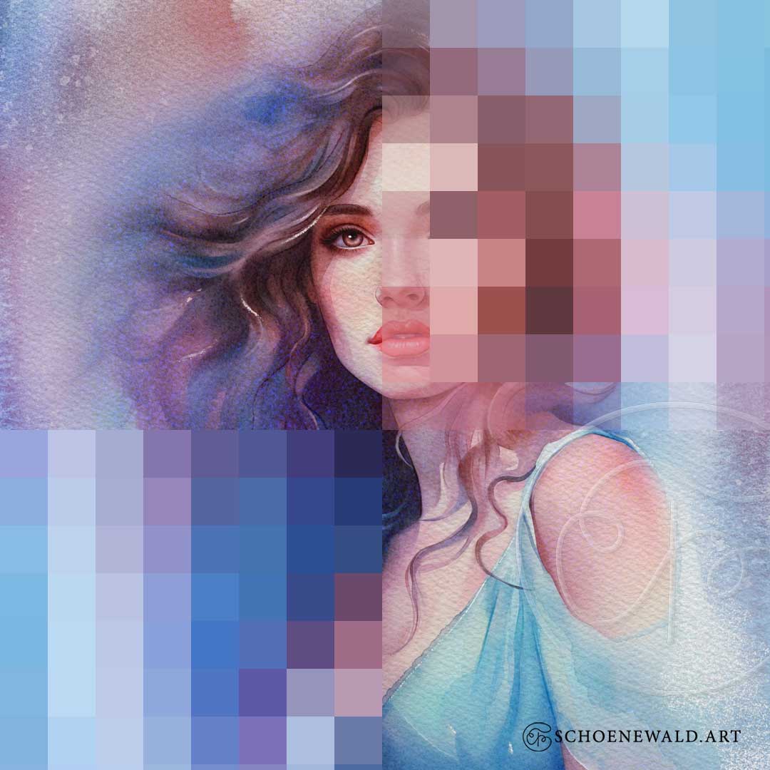 Portrait by Tatiana Schoenewald with intersting pixelated effect